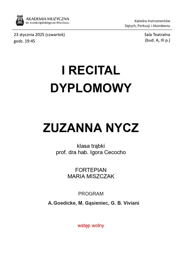 Recital dyplomowy - Zuzanna Nycz