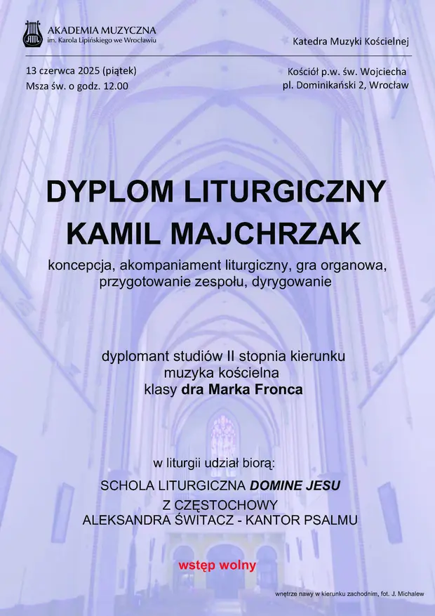 Dyplom liturgiczny - Kamil Majchrzak