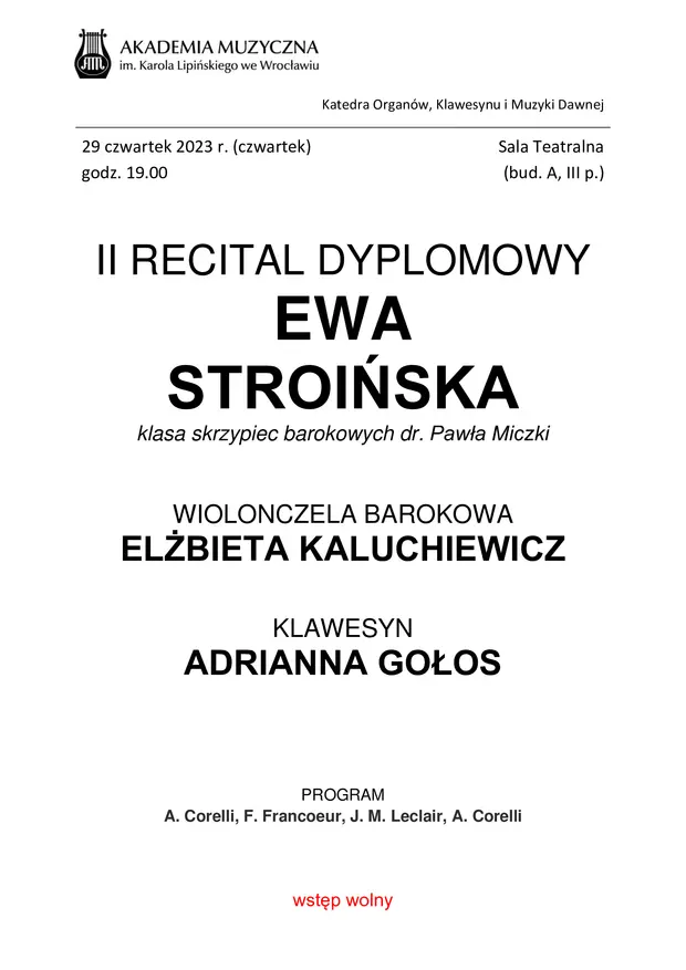 II Recital Dyplomowy Ewy Stroińskiej