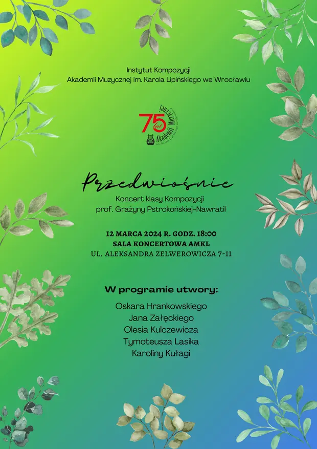 Przedwiośnie - Koncert klasy Kompozycji prof. Grażyny Pstrokońskiej-Nawratil