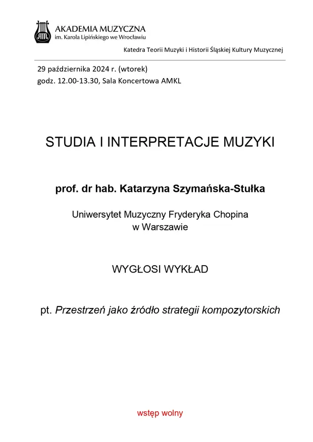 Wykład prof. dr hab. Katarzyny Szymańskiej-Stułki