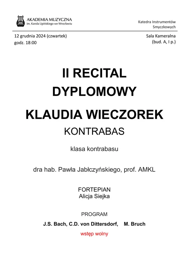 Recital Dyplomowy - Klaudia Wieczorek