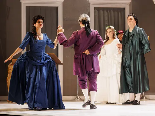 Damian Szczepański (Hrabia), Agnieszka Wilczewska (Hrabina), Wiktoria Nowacka (Zuzanna), Janusz Nosek (Figaro)