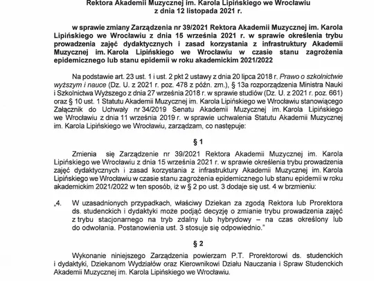 Zarządzenie nr 58/2021 z dnia 12.11.2021 r.