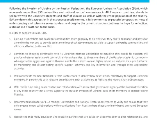 Stanowisko European University Association