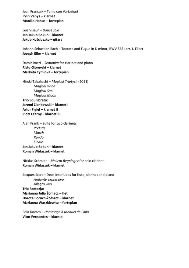 Międzynarodowy Festiwal Klarnetowy Clarimania 2019