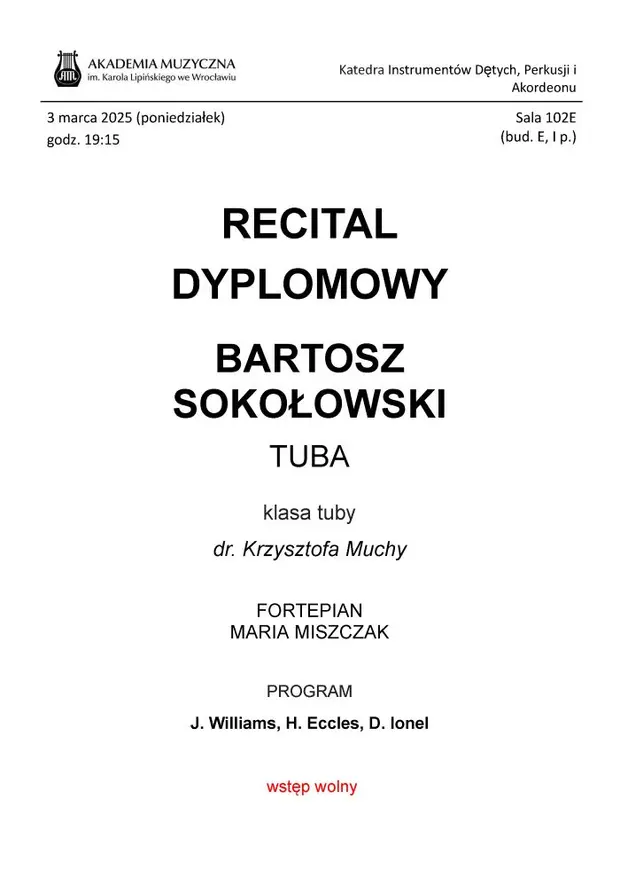 Recital dyplomowy - Bartosz Sokołowski