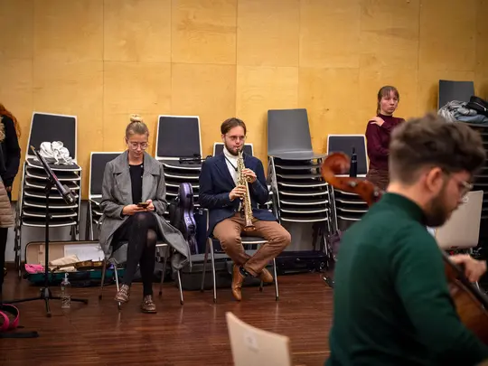 Academic Symphony Orchestra in the orchestra rehearsal room