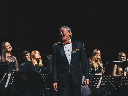 Maestro Kanat Akhmetov during the Gala Concert of the Saxophone Orchestra Participants