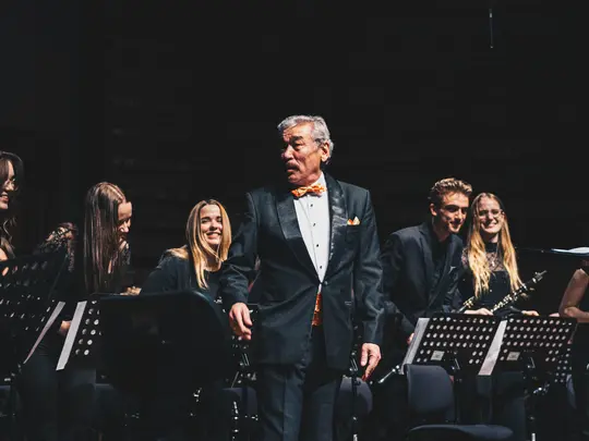 Maestro Kanat Akhmetov during the Gala Concert of the Saxophone Orchestra Participantsv