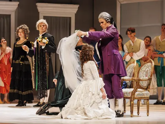 Wiktoria Nowacka (Zuzanna), Damian Szczepański (Hrabia), Janusz Nosek (Figaro), Zuzanna Kłosiewicz (Marcelina), Krzysztof Krutul (Bartolo)