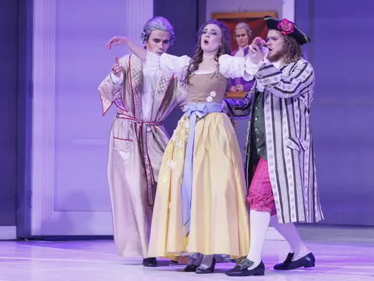 Wiktoria Nowacka (Zuzanna), Daniel Babuśka (Basilio), Damian Szczepański (Count)