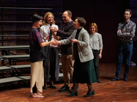 Angelika Wolf, MA, Head of the Department of Choral Conducting, Prof. Jolanta Szybalska-Matczak, MA, Michał Kanafa, in the background MA Malina Sarnowska and workshop participants