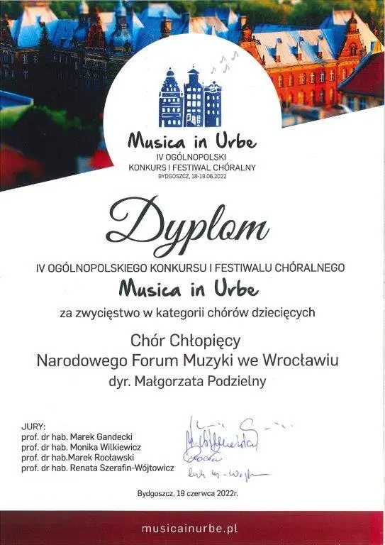 MusicaInUrbe2022 za zwycięstwo w kategorii chórów dziecięcych.jpg