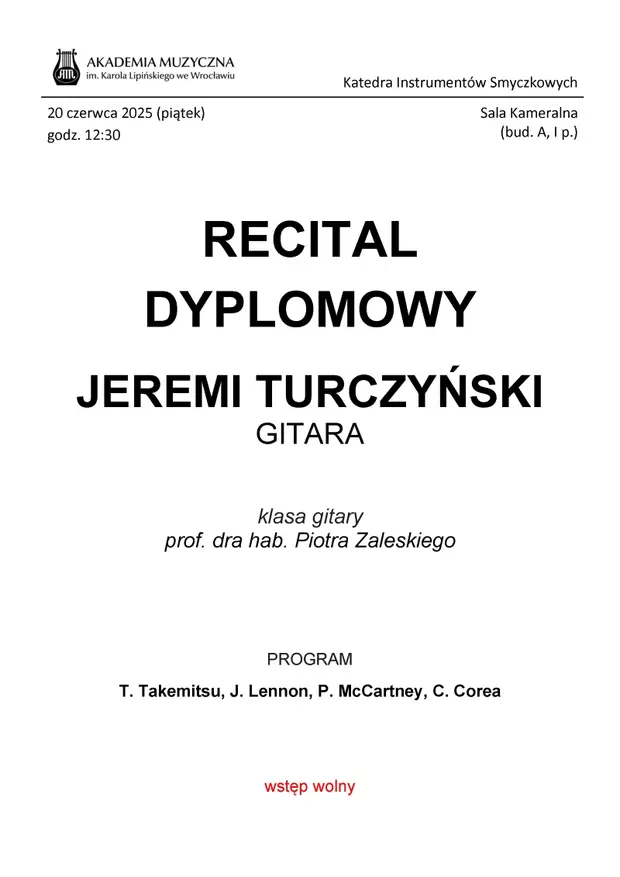 Recital dyplomowy - Jeremi Turczyński