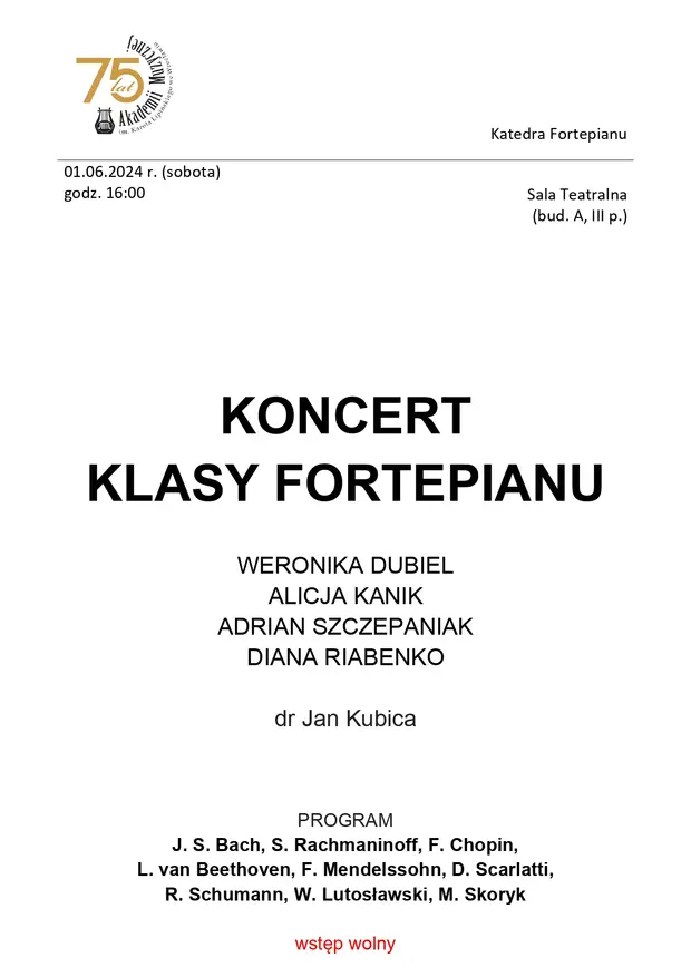 Koncert klasy fortepianu