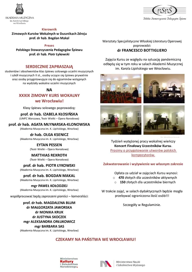 XXXIX Zimowy Kurs Wokalny