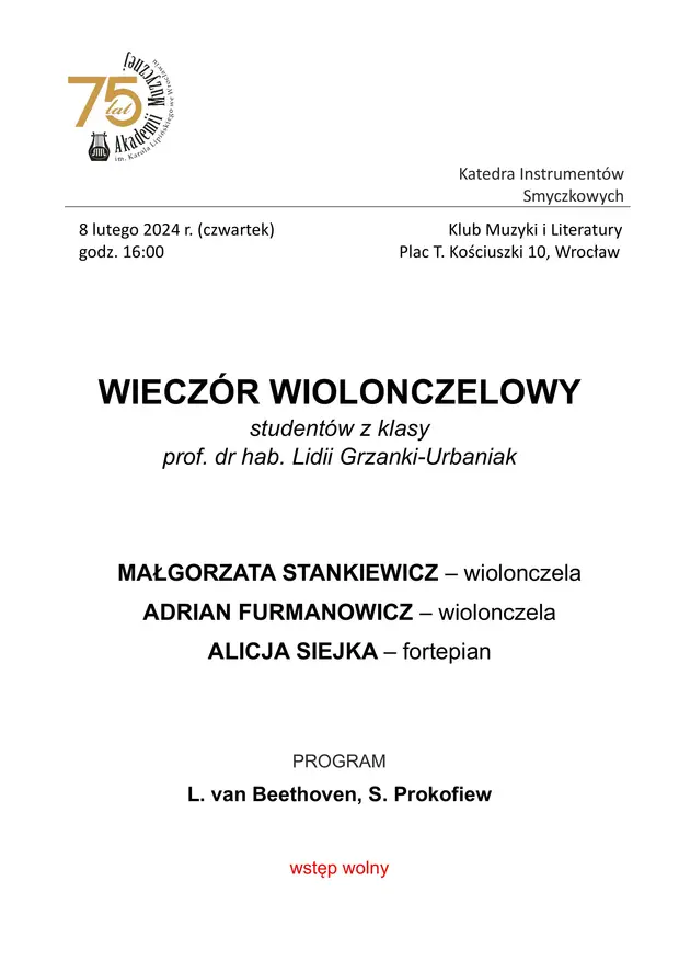 Koncert klasy wiolonczeli