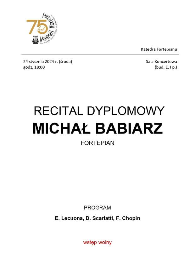 Recital dyplomowy Michał Babiarz