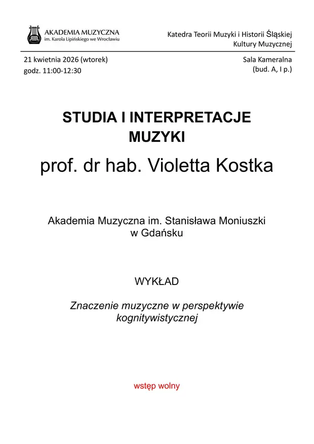 Wykład prof. dr hab. Violetty Kostki