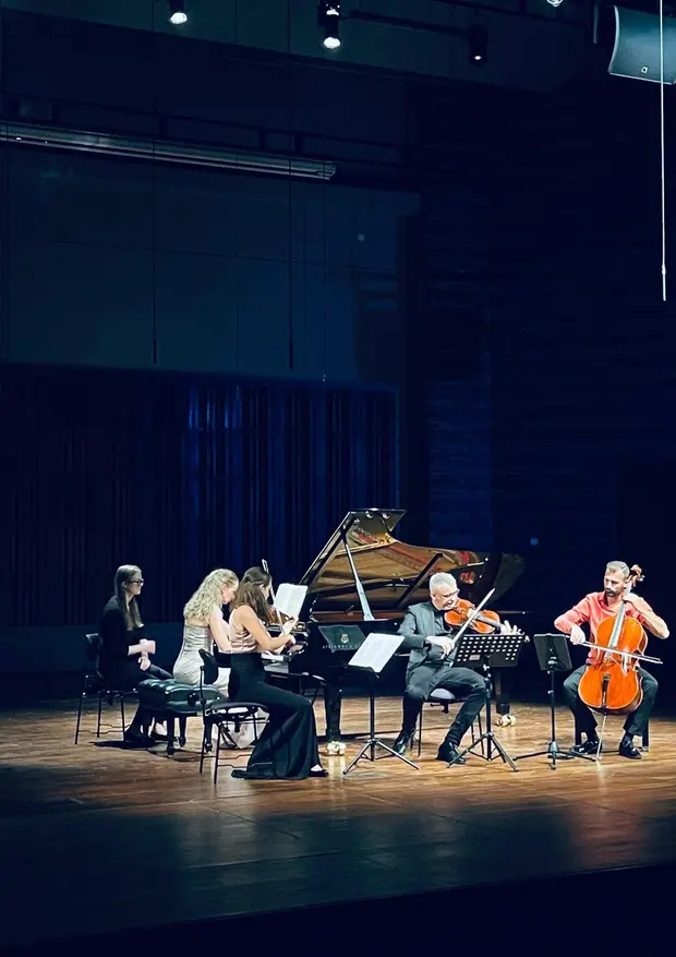 Magdalena Blum, Madalena Ziarkowska-Kołacka, Michał Micker i  Krzysztof Karpeta w Sali Koncertowej AMKL