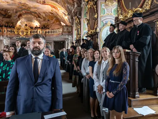 Academic procession in the Leopoldina Hall in the Main Building of the University of Wrocław