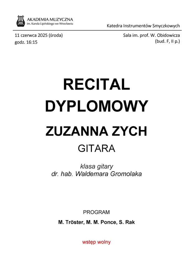 Recital dyplomowy - Zuzanna Zych