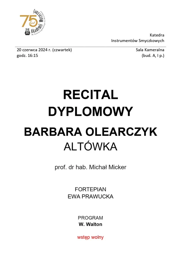 Recital dyplomowy Barbara Olearczyk