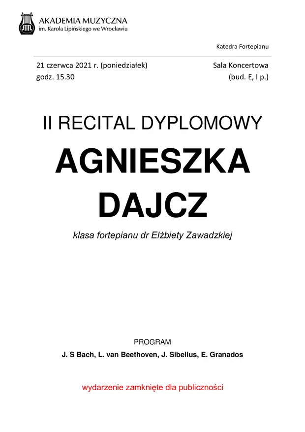Recital dyplomowy Agnieszki Dajcz