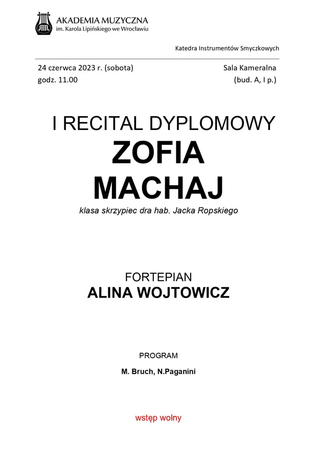 I Recital Dyplomowy Zofii Machaj