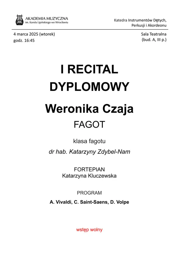 Recital Dyplomowy - Weronika Czaja