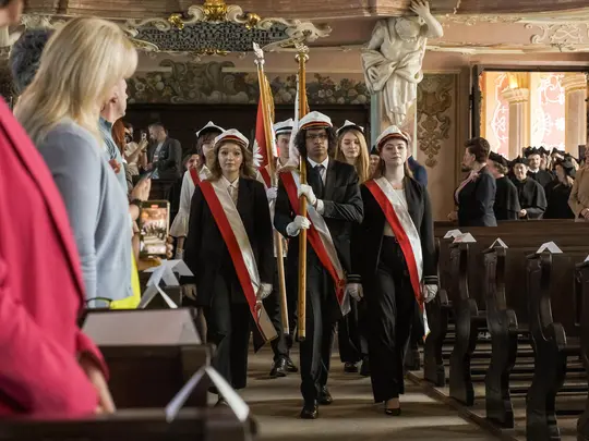Academic procession during the Ceremonial Promotion of Doctors and Postdoctoral Degrees of Art from Art Universities in Wrocław 2024.