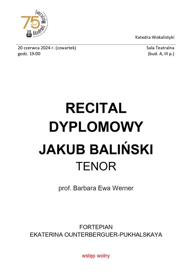 Recital dyplomowy Jakub Baliński