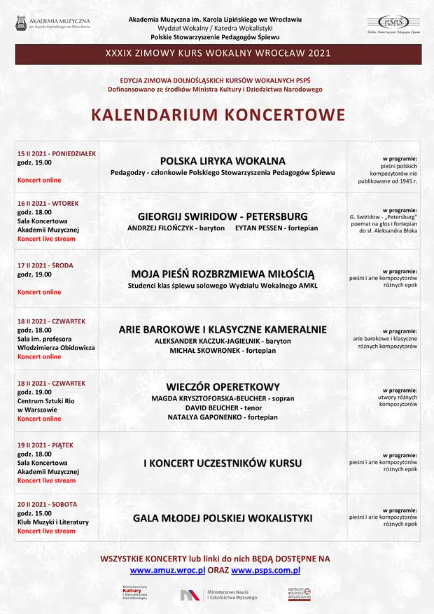 XXXIX Zimowy Kurs Wokalny