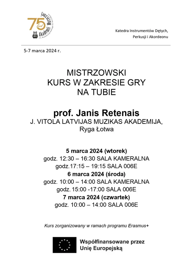 Kurs mistrzowski w zakresie gry na tubie