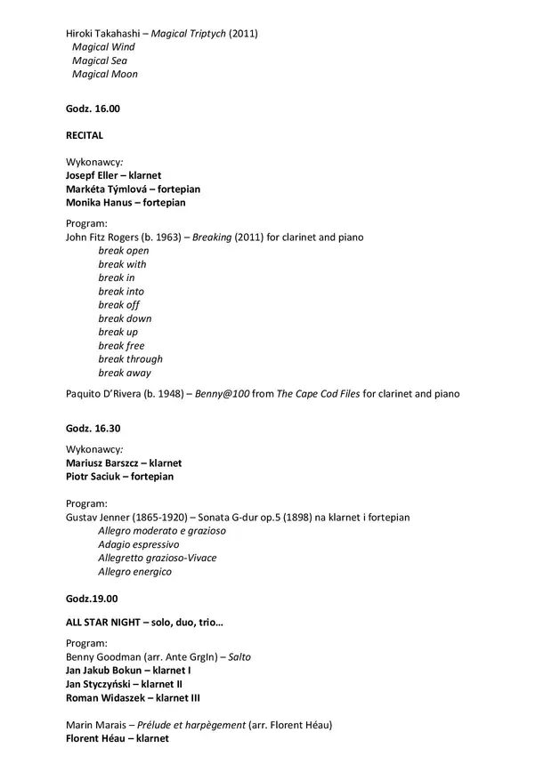 Międzynarodowy Festiwal Klarnetowy Clarimania 2019