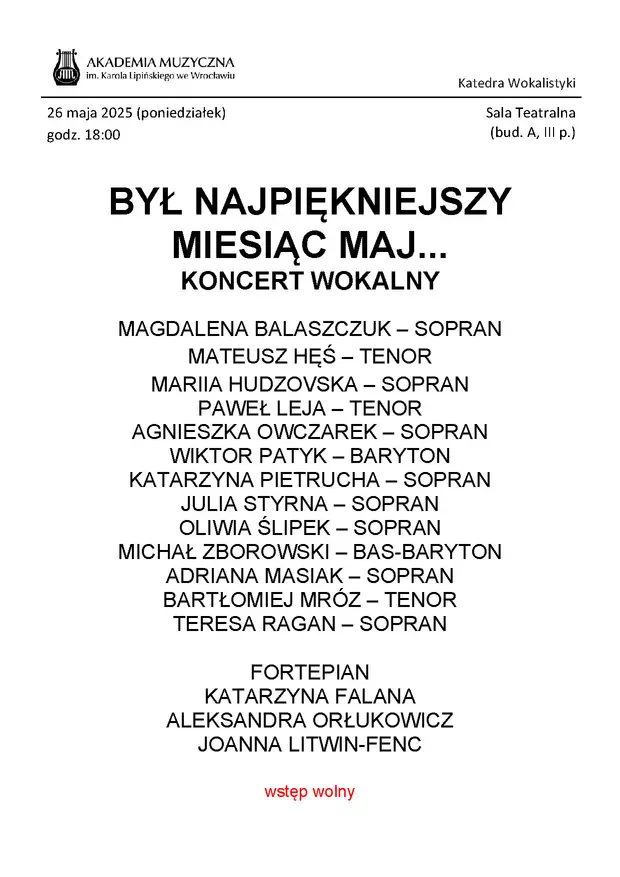 Był najpiękniejszy miesiąc maj... - Koncert wokalny