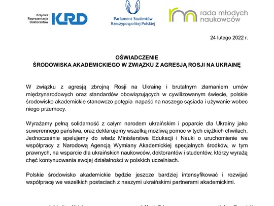 Oświadczenie środowiska akademickiego