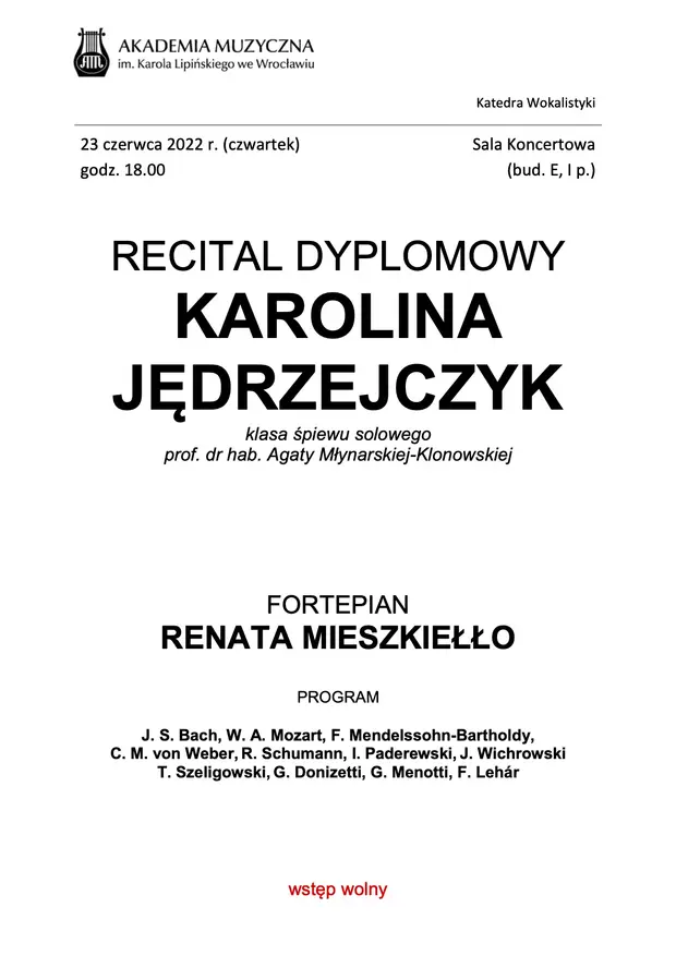 Recital dyplomowy Karoliny Jędrzejczyk