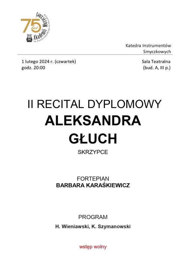 Recital dyplomowy Aleksandra Głuch