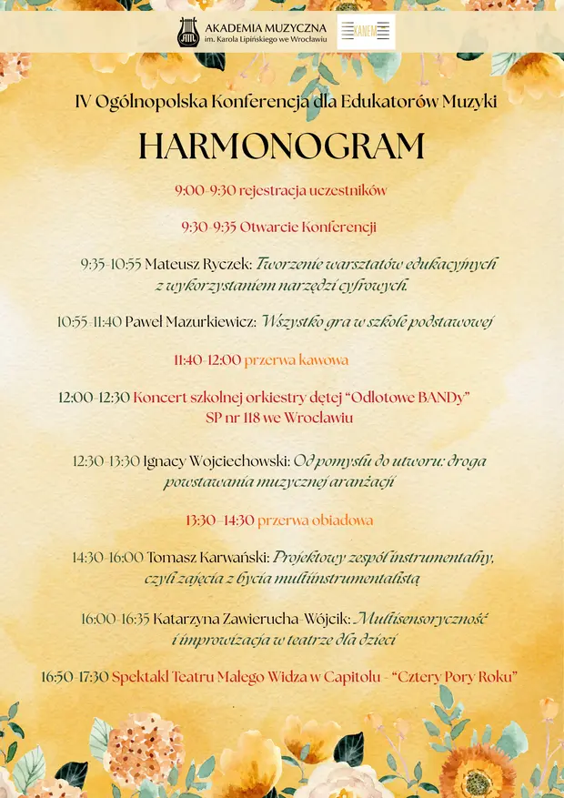 Harmonogram konferencji