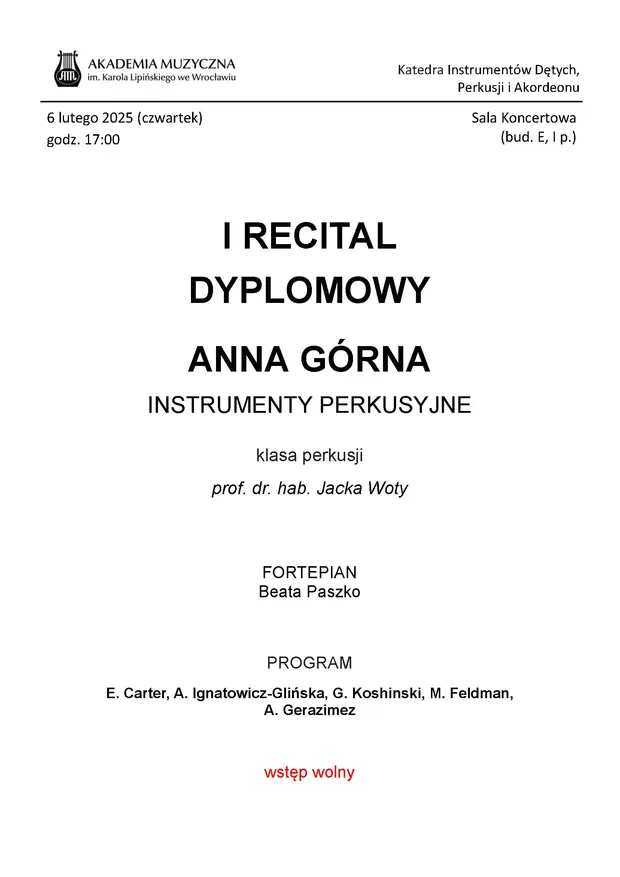 Recital Dyplomowy - Anna G&oacute;rna