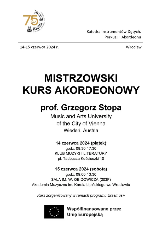 Mistrzowski kurs akordeonowy - prof. Grzegorz Stopa