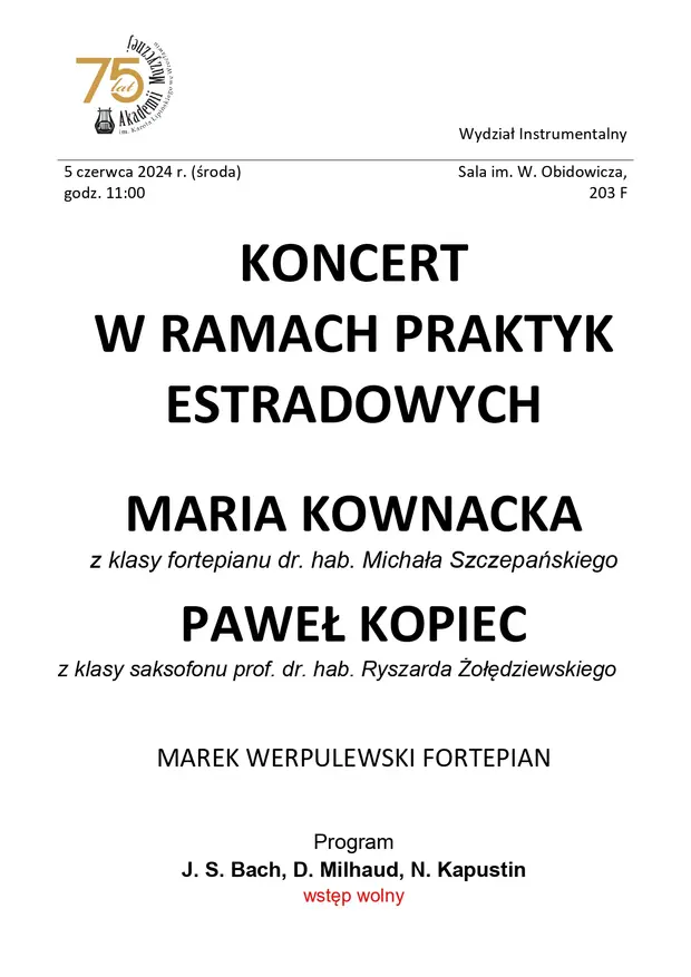 Koncert w ramach praktyk estradowych