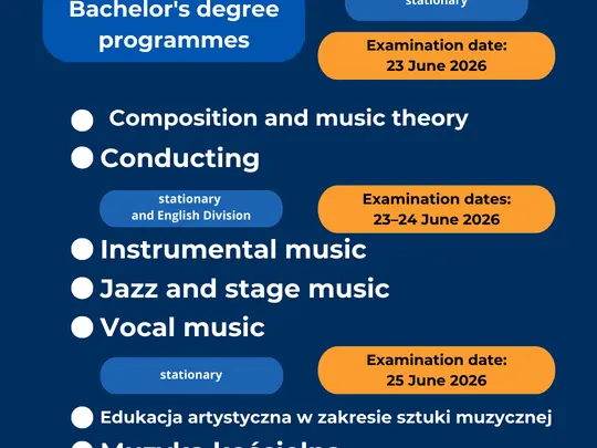 Dates of entrance examinations for studies in the 2026/2027 academic year