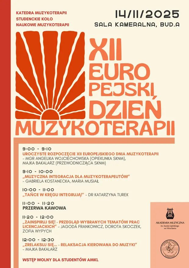 Plakat XII Europejskiego Dnia Muzykoterapii