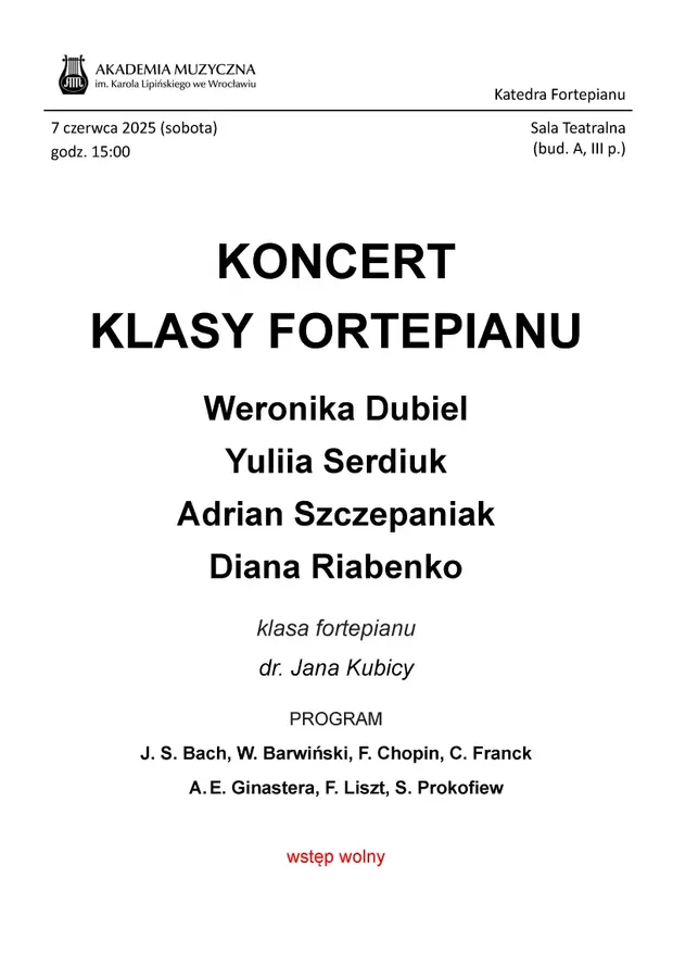 Koncert klasy fortepianu
