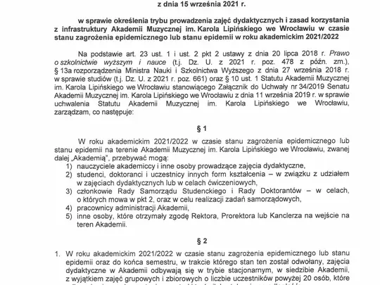 Zarządzenie nr 39/2021 z dnia 15.09.2021 r.