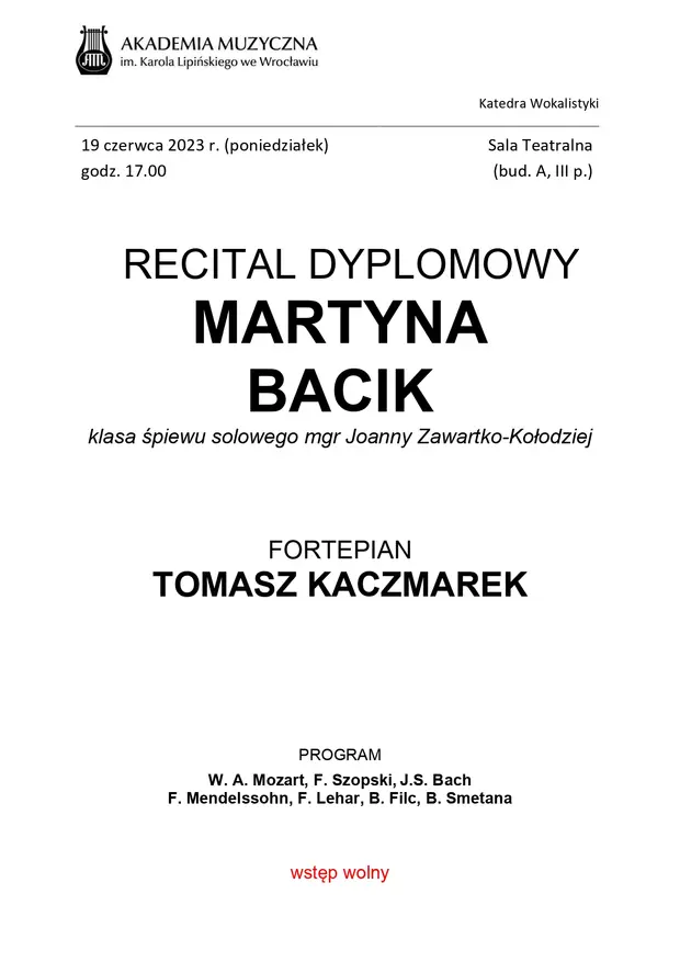 Recital Dyplomowy Martyna Bacik
