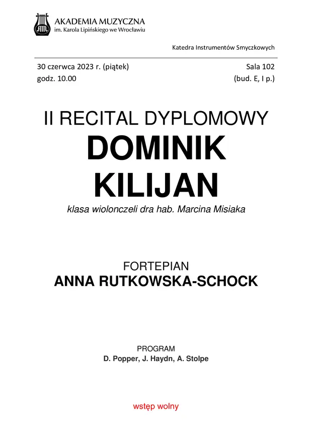 II Recital Dyplomowy Dominika Kilijana